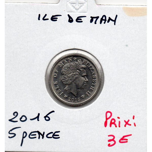 Ile de Man 5 pence 2016, Spl, KM.1255a, Elizabeth II 4eme effigie