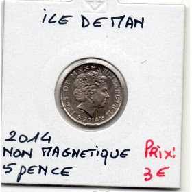 Ile de Man 5 pence 2014, Spl, KM.1255, Elizabeth II 4eme effigie non magnétique