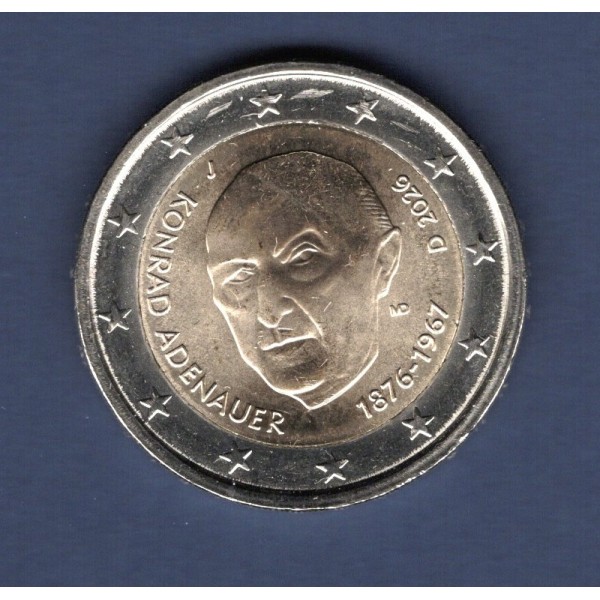 2 euro commémorative Allemagne 2026 Adenauer pièce de monnaie €