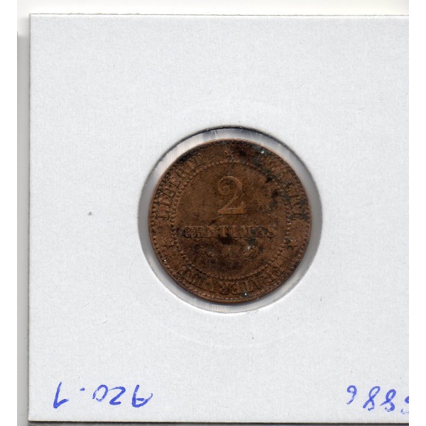2 centimes Cérès 1884 A TTB+ tache
