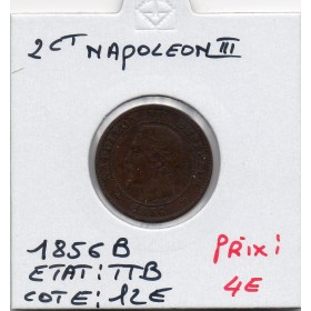 2 centimes Napoléon III tête nue 1856 B Rouen TTB