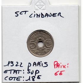 5 centimes Lindauer 1922 Paris Sup