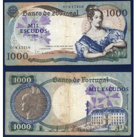 Portugal P.172a, TB Billet de 1000 Escudos 1967 Maria II
