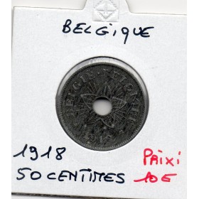 Belgique 50 centimes 1918 Sup, KM 83 pièce de monnaie