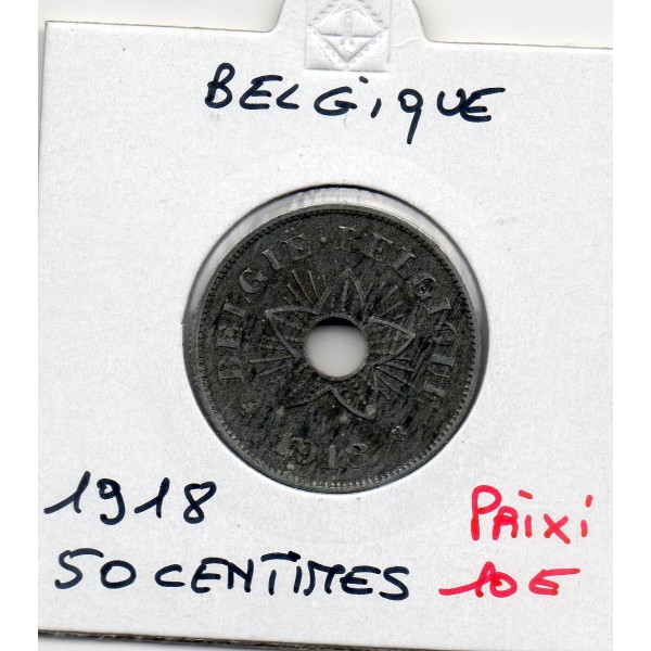Belgique 50 centimes 1918 Sup, KM 83 pièce de monnaie