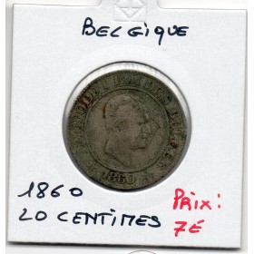 Belgique 20 centimes 1860 TB-, KM.20 Leopold 1er