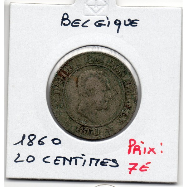 Belgique 20 centimes 1860 TB-, KM.20 Leopold 1er