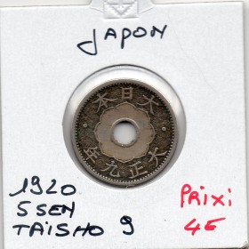 Japon 5 Sen Taisho an 9 1920 TTB,  KM.Y44