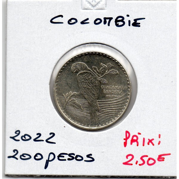 Colombie 200 pesos 2022 Spl, KM.297 Perroquet Ara Rouge
