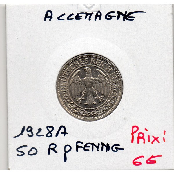 Allemagne 50 reichspfennig 1928 A, Sup  KM.49 Aigle