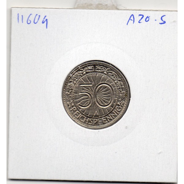 Allemagne 50 reichspfennig 1928 A, Sup  KM.49 Aigle