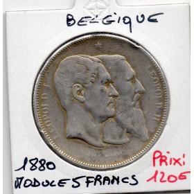 Belgique module de 5 Francs 1880 TB, cinquantenaire indépendance