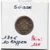 Suisse 10 rappen 1876 TTB, KM.21 blason