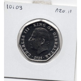 Gibraltar 50 Pence 2025, FDC, traineau de Noel