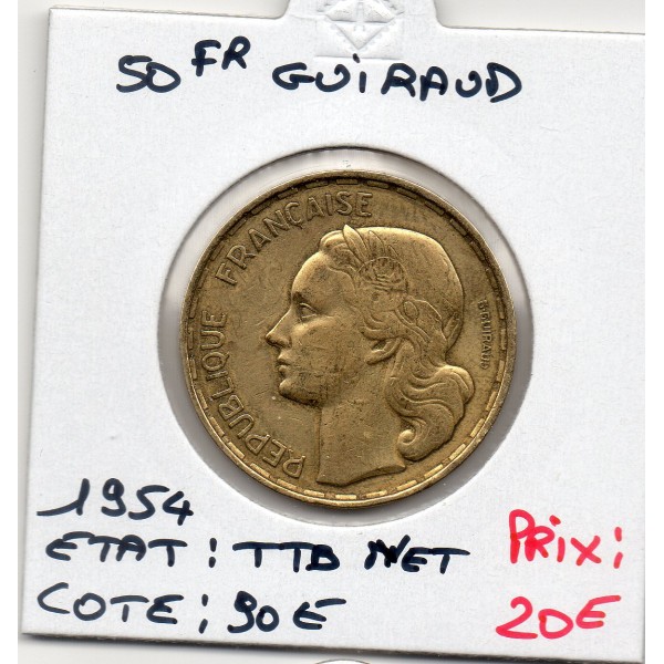 50 francs Coq Guiraud 1954 TTB nettoyé