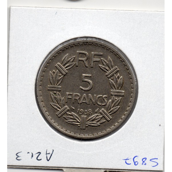 5 francs Lavrillier 1938 Sup