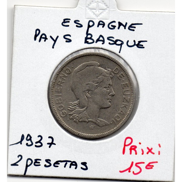 Espagne Pays Basque 2 pesetas 1937 Spl, KM.2 Euzkadi