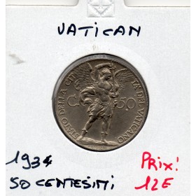 Vatican 50 centesimi 1934 Spl, KM.14 Pie XI Jubilée