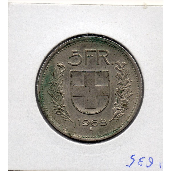 Suisse 5 francs 1968 Sup, KM.40a Cupronickel