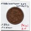 Etablissement des Détroits 1 cent 1890 TTB, KM.16 nettoyée