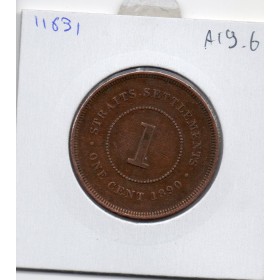 Etablissement des Détroits 1 cent 1890 TTB, KM.16 nettoyée