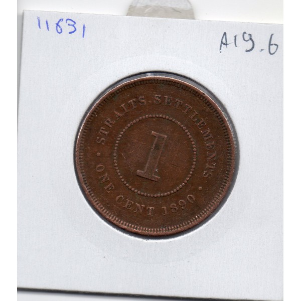 Etablissement des Détroits 1 cent 1890 TTB, KM.16 nettoyée