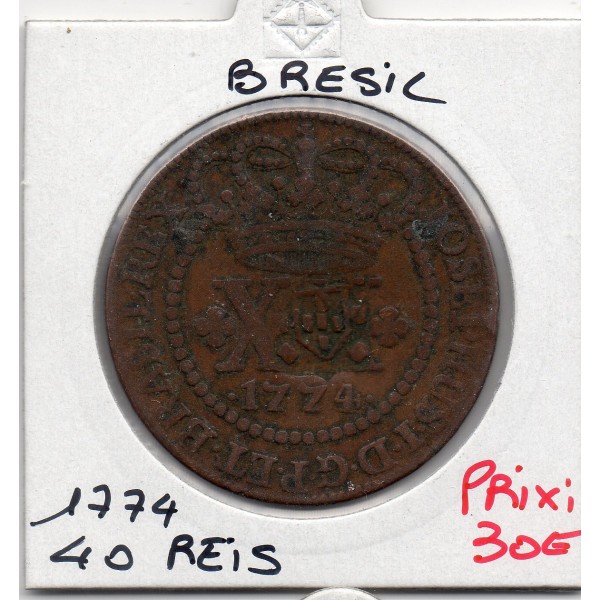 Brésil 40 reis 1774 TTB, KM.280 José 1er Contremarqué