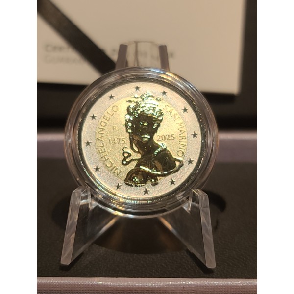2 euro commémorative, BE Polissage inversé, Saint Marin 2025 Michel-Ange pièce de monnaie €