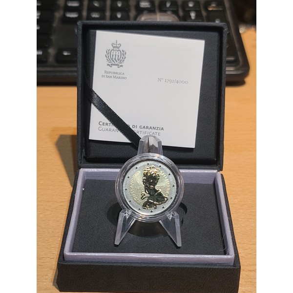 2 euro commémorative, BE Polissage inversé, Saint Marin 2025 Michel-Ange pièce de monnaie €