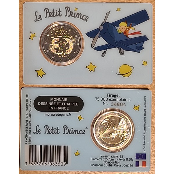 2 euro commémorative France 2026 Petit Prince Coin-card Avion pièce de monnaie €