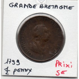 Grande Bretagne 1/2 Penny 1799 TB, KM.647 Georges III