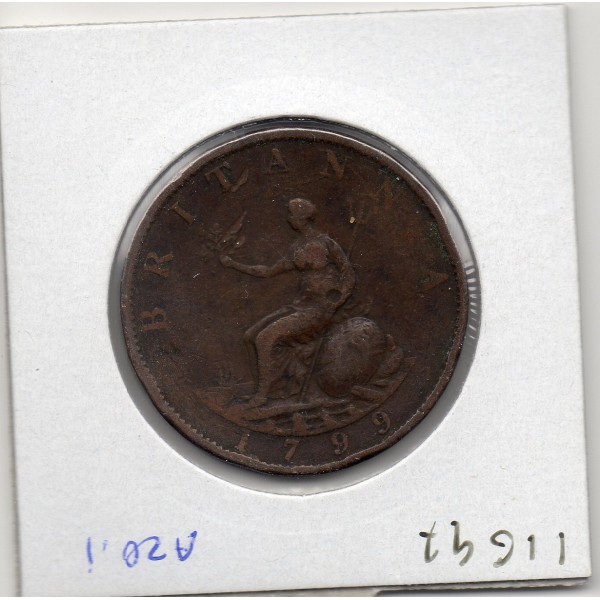 Grande Bretagne 1/2 Penny 1799 TB, KM.647 Georges III