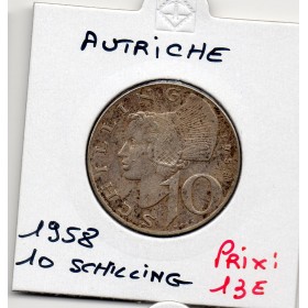Autriche 10 Schilling 1958 TTB+, KM.2882 coiffe de basse Autriche