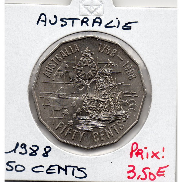 Australie 50 cents 1988 Spl, KM.99 colonisation Nouvelle Hollande