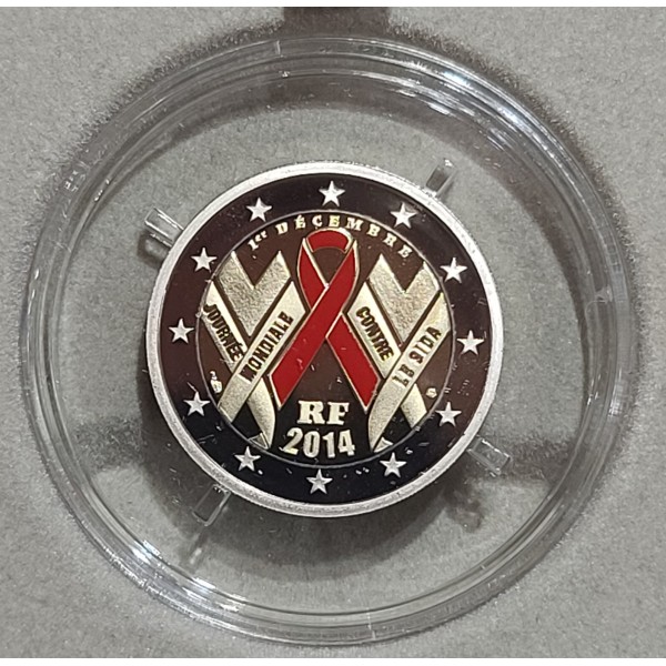 2€ commémorative BE France 2014 Sidaction aids piece de monnaie