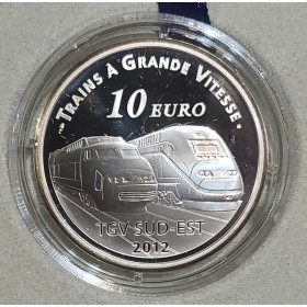 10 euros argent BE 2012 Gare de Lyon Saint-Exupéry pièces de monnaies de Paris