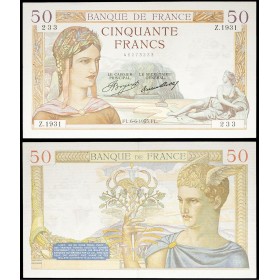 50 Francs Cérès, TTB, 6.6.1935 Billet de la banque de France