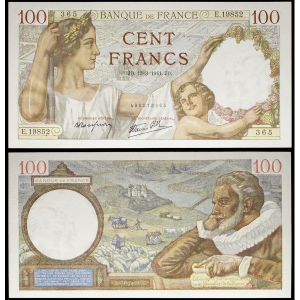 100 Francs Sully, Neuf, 13.3.1941 Billet de la banque de France
