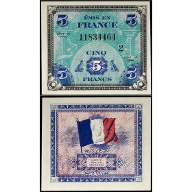 5 Francs Drapeau, Neuf, 1944 série 2, Billet du trésor Central