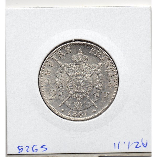 2 francs Napoléon III tête laurée 1867 A Paris Sup