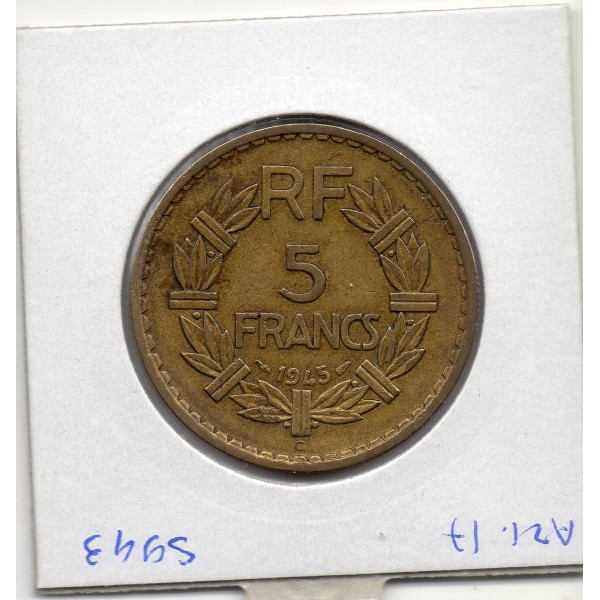 5 francs Lavrillier 1945 C Castelsarrasin TTB+