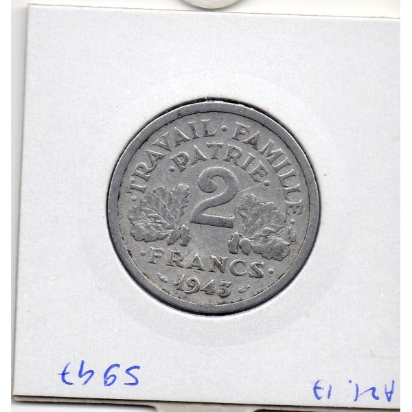 2 francs Francisque Bazor 1943 B Beaumont TTB