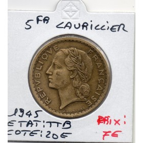 5 francs Lavrillier 1945 TTB