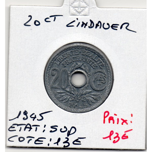 20 centimes Lindauer 1945 Sup, France pièce de monnaie