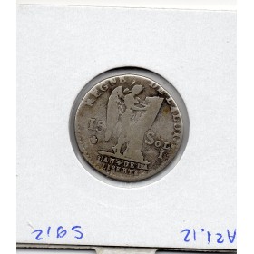 15 Sols Constitution Louis XVI 1792 I 1er Semestre Limoges TB-