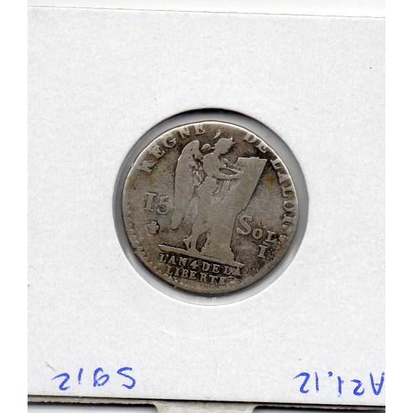 15 Sols Constitution Louis XVI 1792 I 1er Semestre Limoges TB-