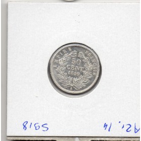 50 centimes Napoléon III tête nue 1859 A Paris Sup- Rayure