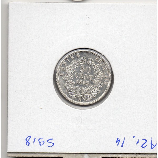 50 centimes Napoléon III tête nue 1859 A Paris Sup- Rayure