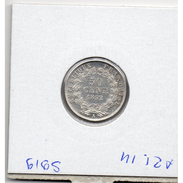50 centimes Louis Napoléon Bonaparte tête nue 1852 A Paris Sup+