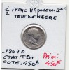 1/2 Franc Napoléon 1er 1807 A paris TB+ dit "tête de nègre"